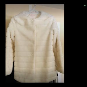 Girls Janie and Jack white fur coat